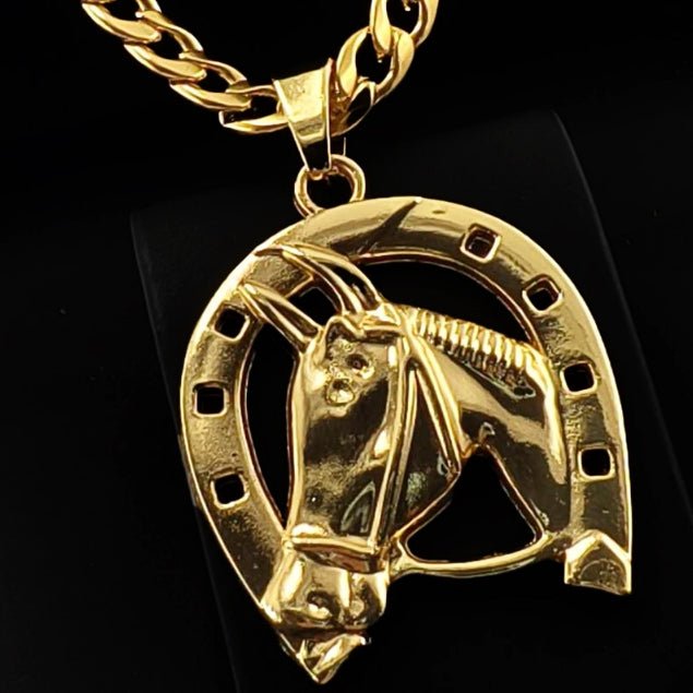 Colar Corrente de Aço Inoxidável com Horse Head Pendant – Estilo e Durabilidade - Tá na Mão