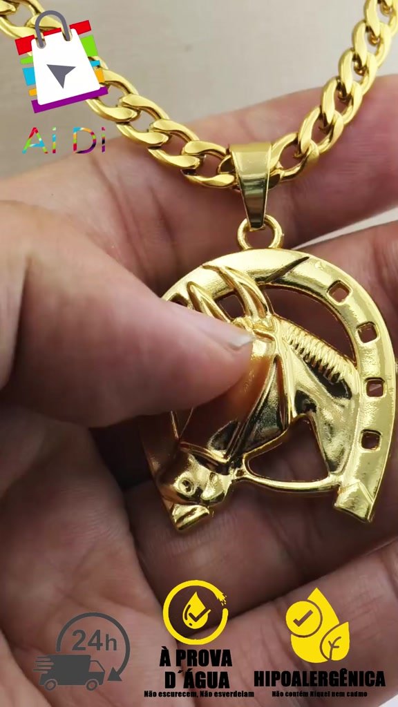 Colar Corrente de Aço Inoxidável com Horse Head Pendant – Estilo e Durabilidade - Tá na Mão