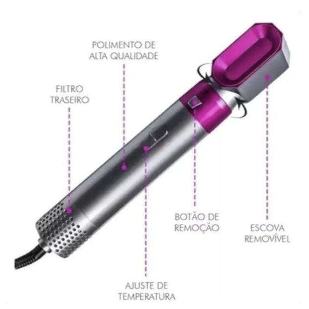 Escova Modeladora 5 em 1: Volume para Cabelos Perfeitos - Tá na Mão