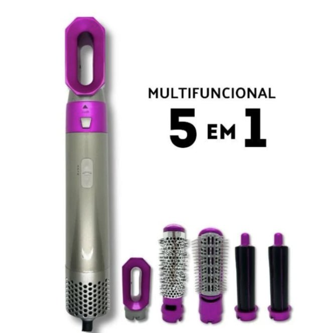 Escova Modeladora 5 em 1: Volume para Cabelos Perfeitos - Tá na Mão